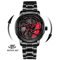 Montre homme de luxe en forme de roue de voiture – Acier inoxydable à quartz